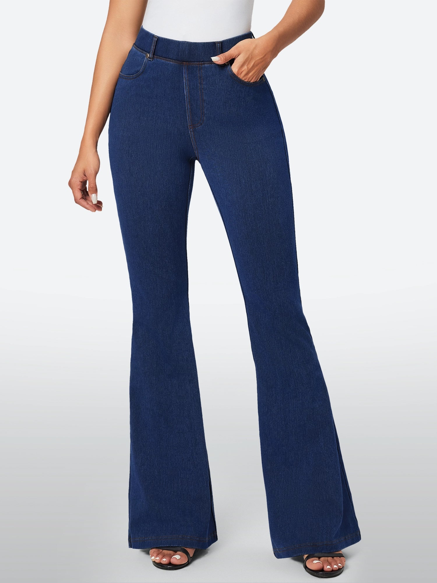 IUGA FlexDenim™ High Waisted Stretchy Pull On Flare Jeans - IUGA