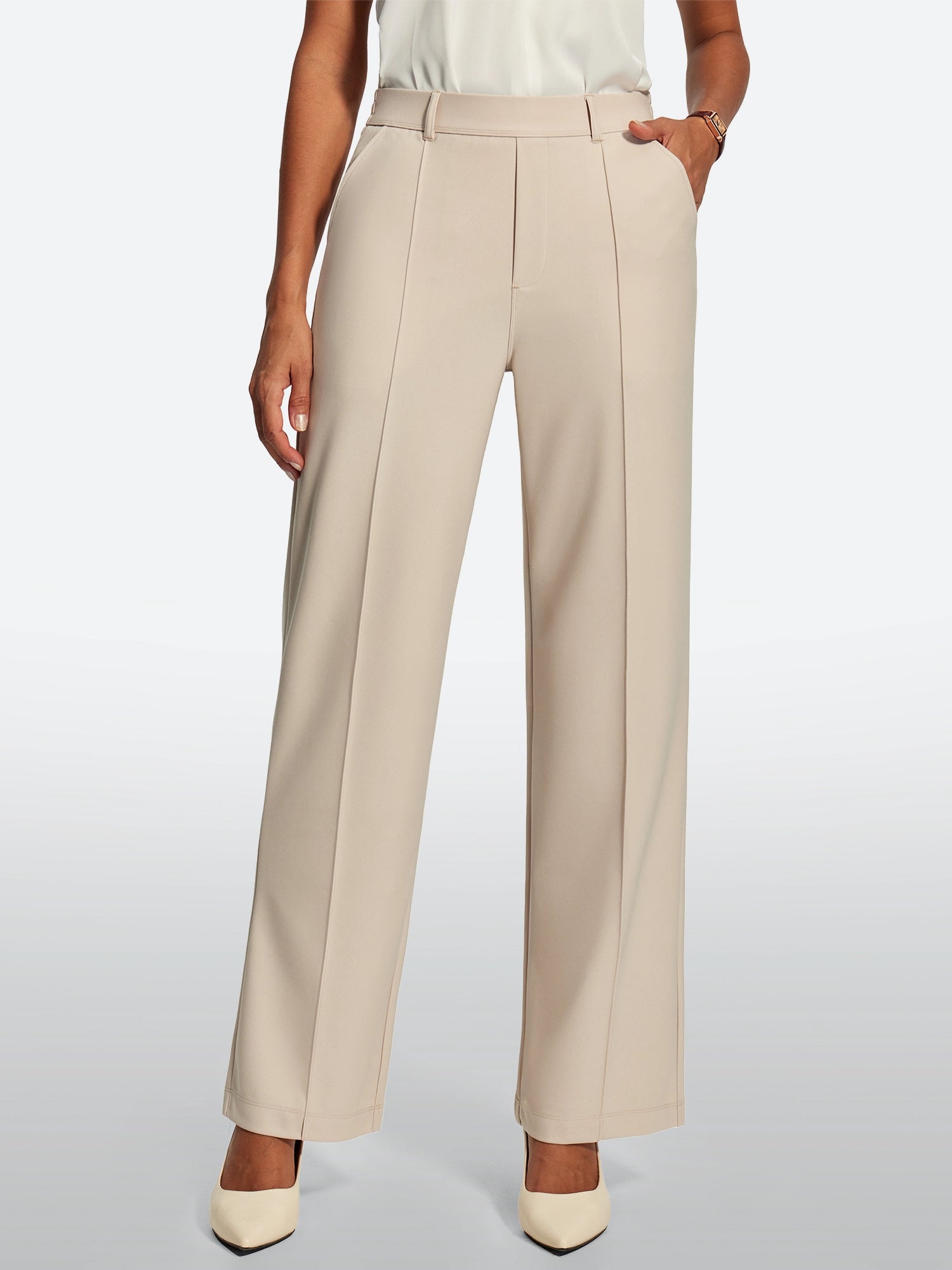IUGA High-Waisted Wrinkle-Resistant Wide-Leg Work Pants - IUGA