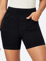IUGA FlexDenim™ Stretchy High Waisted Pull On Jean Shorts With Pockets - IUGA