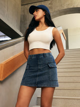 IUGA FlexDenim™ High Stretch Denim Jean Skirt With Pockets - IUGA