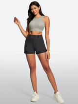 IUGA High Waisted Stretchy Tummy Control Pull On Jean Shorts