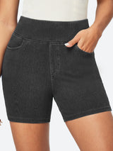 IUGA FlexDenim™ Stretchy High Waisted Pull On Jean Shorts With Pockets - IUGA