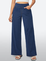 IUGA FlexDenim™ High-Waist Pull On Wide-Leg Jeans - IUGA