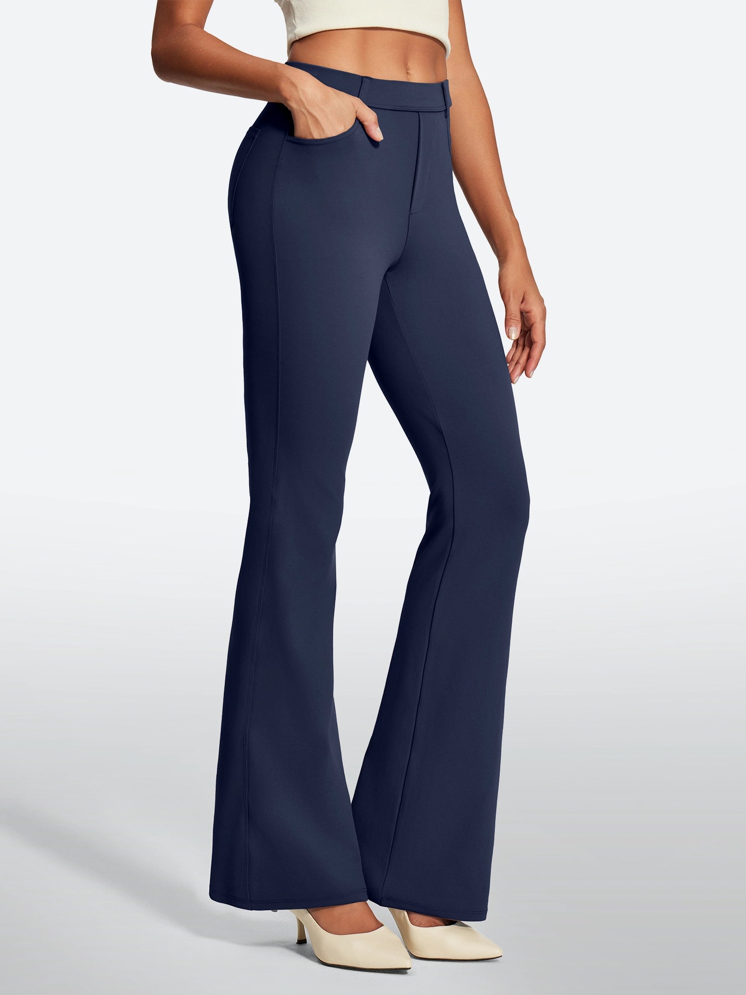 IUGA Stretchy Pull On Bootcut Work Pants With Pockets