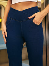 IUGA FlexDenim™ High Waist Crossover Flare Jeans for Women With Pockets - IUGA