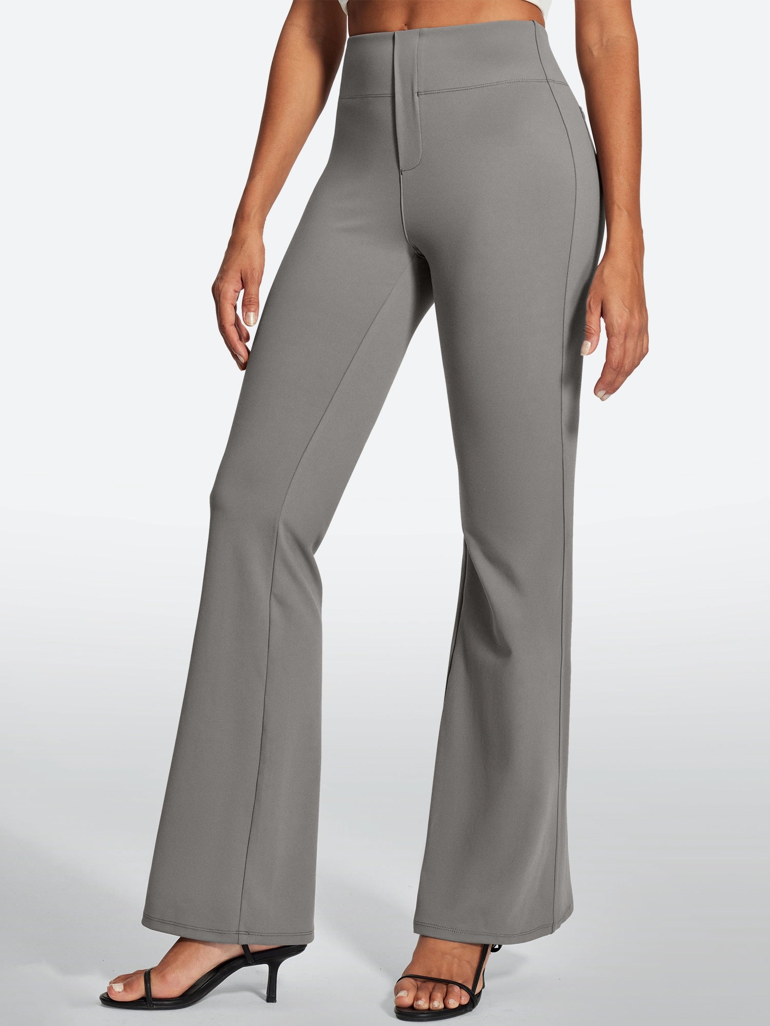 IUGA Stretchy High Waisted Pull On Bootcut Work Pants With Pockets
