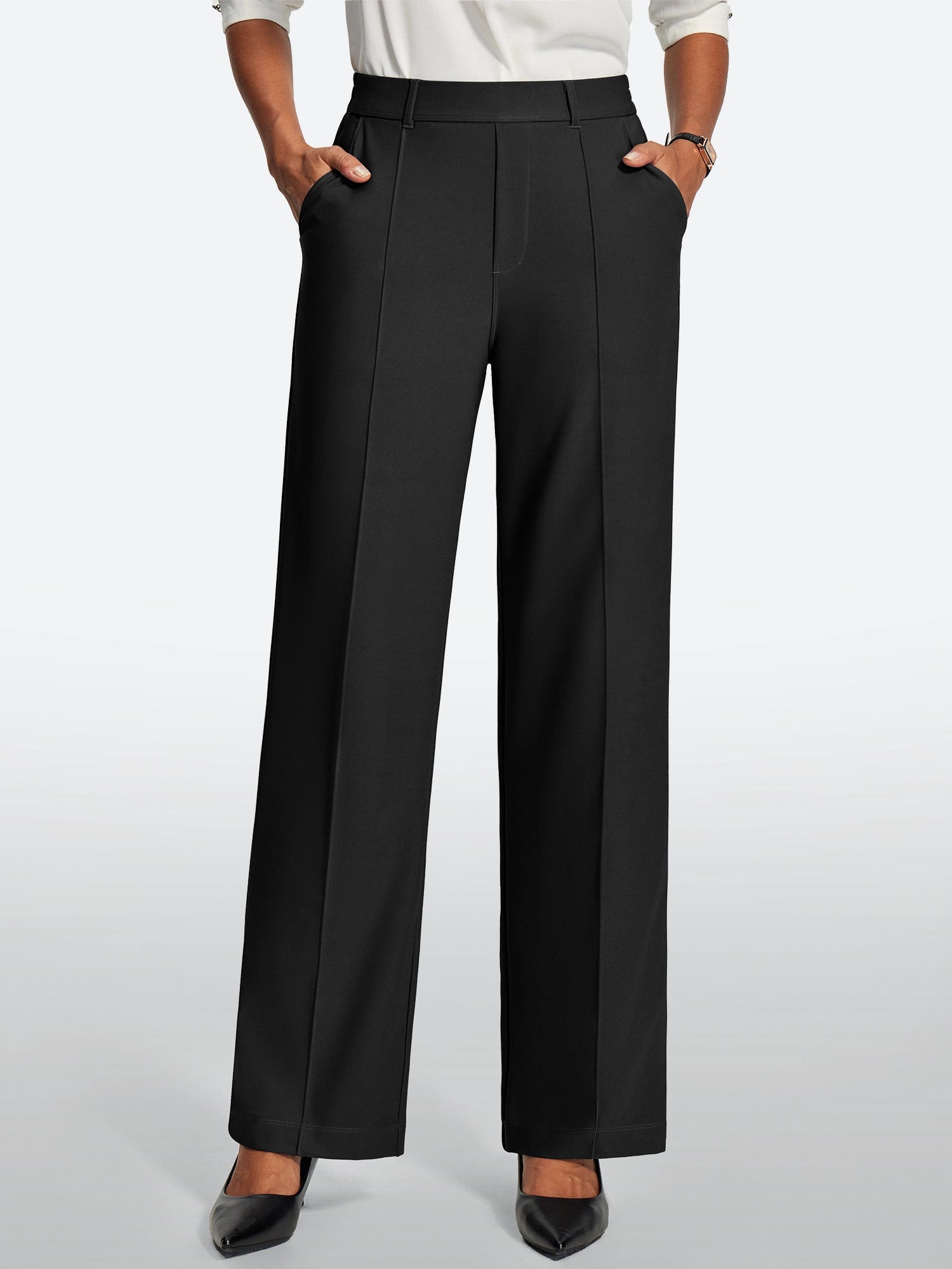 IUGA High-Waisted Wrinkle-Resistant Wide-Leg Work Pants - IUGA