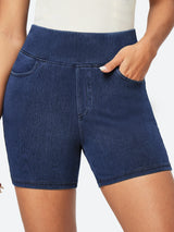 IUGA FlexDenim™ Stretchy High Waisted Pull On Jean Shorts With Pockets - IUGA