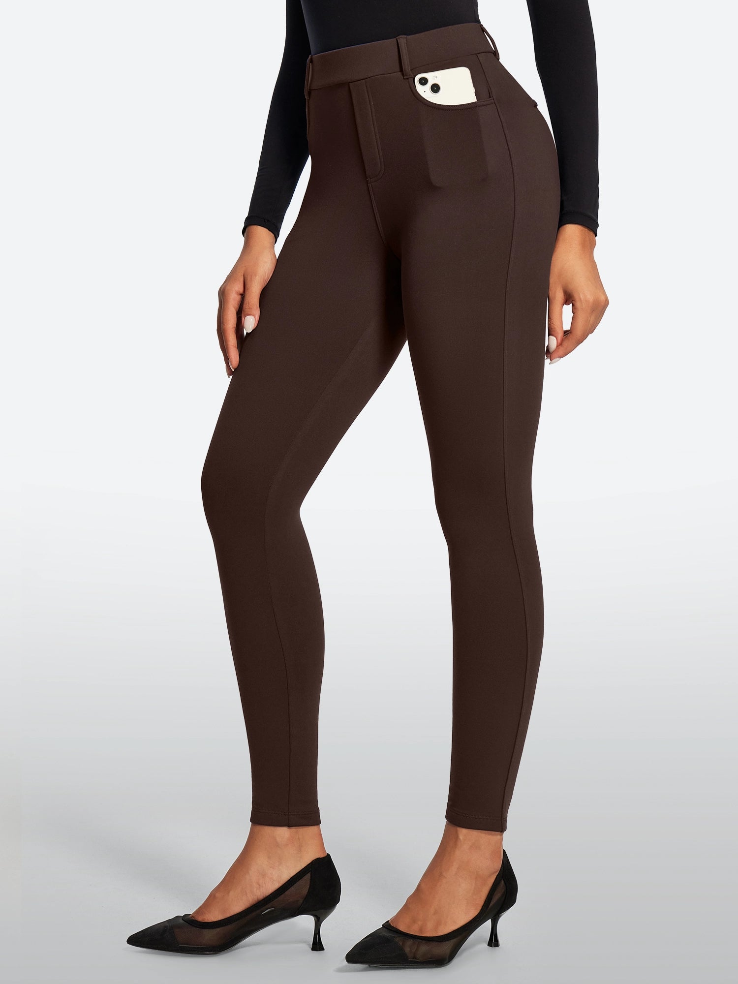 IUGA HeatLab® Fleece Lined Pull On High Waisted Dress Pants With Pockets | Affordable Yoga Leggings & Activewear by IUGA