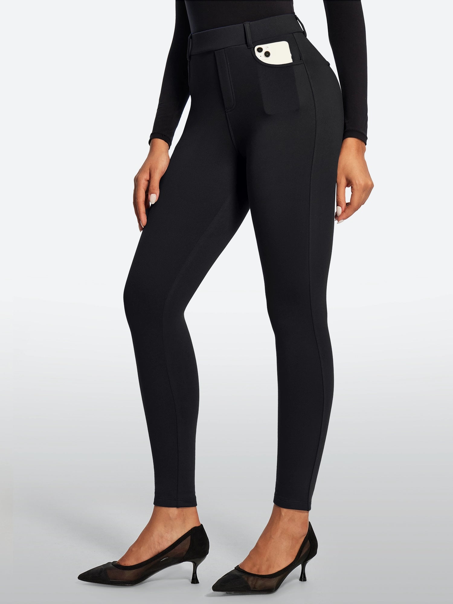 IUGA HeatLab® Fleece Lined Pull On High Waisted Dress Pants With Pockets | Affordable Yoga Leggings & Activewear by IUGA