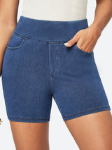 IUGA FlexDenim™ Stretchy High Waisted Pull On Jean Shorts With Pockets - IUGA