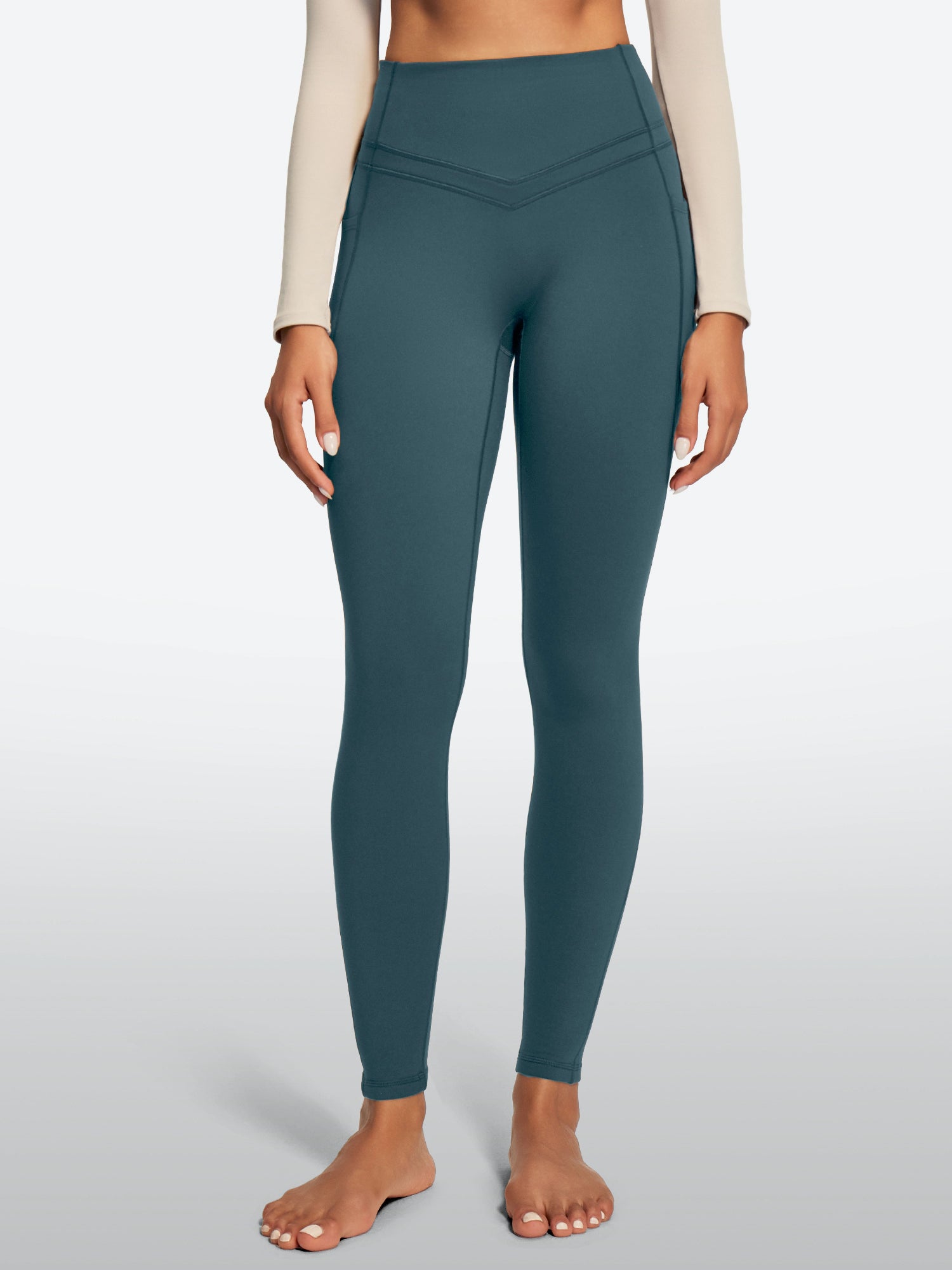 IUGA Heatlab® Sandwich Waistband Fleece Lined No Front Seam Leggings | Affordable Yoga Leggings & Activewear by IUGA