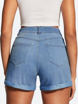 IUGA High Waisted Stretchy Tummy Control Pull On Jean Shorts