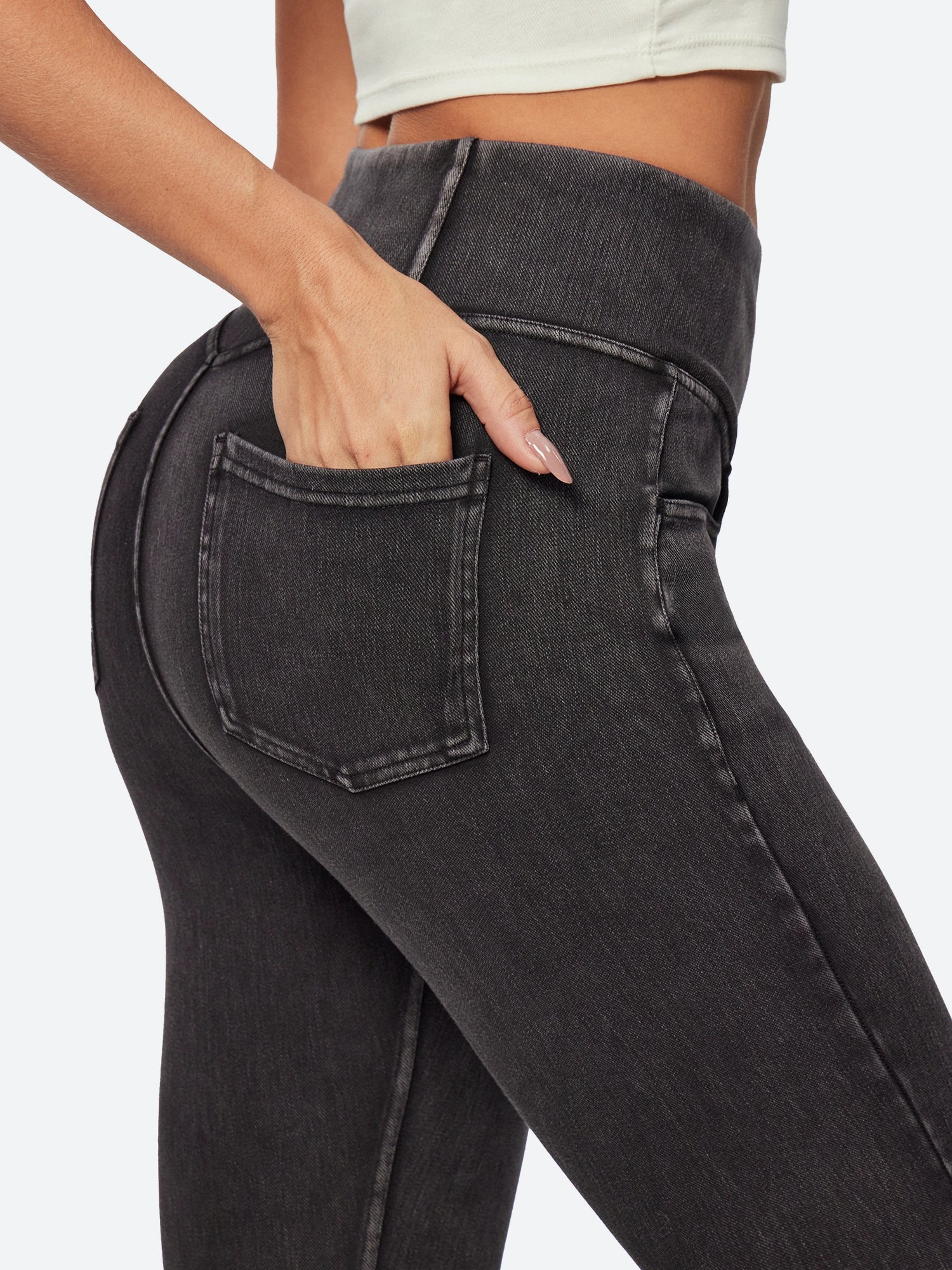 IUGA FlexDenim™ High Waisted Crossover Jeggings With Pockets - IUGA
