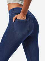 IUGA FlexDenim™ High Waisted Pull On Tummy Control Stretchy Jeans With Pockets - IUGA