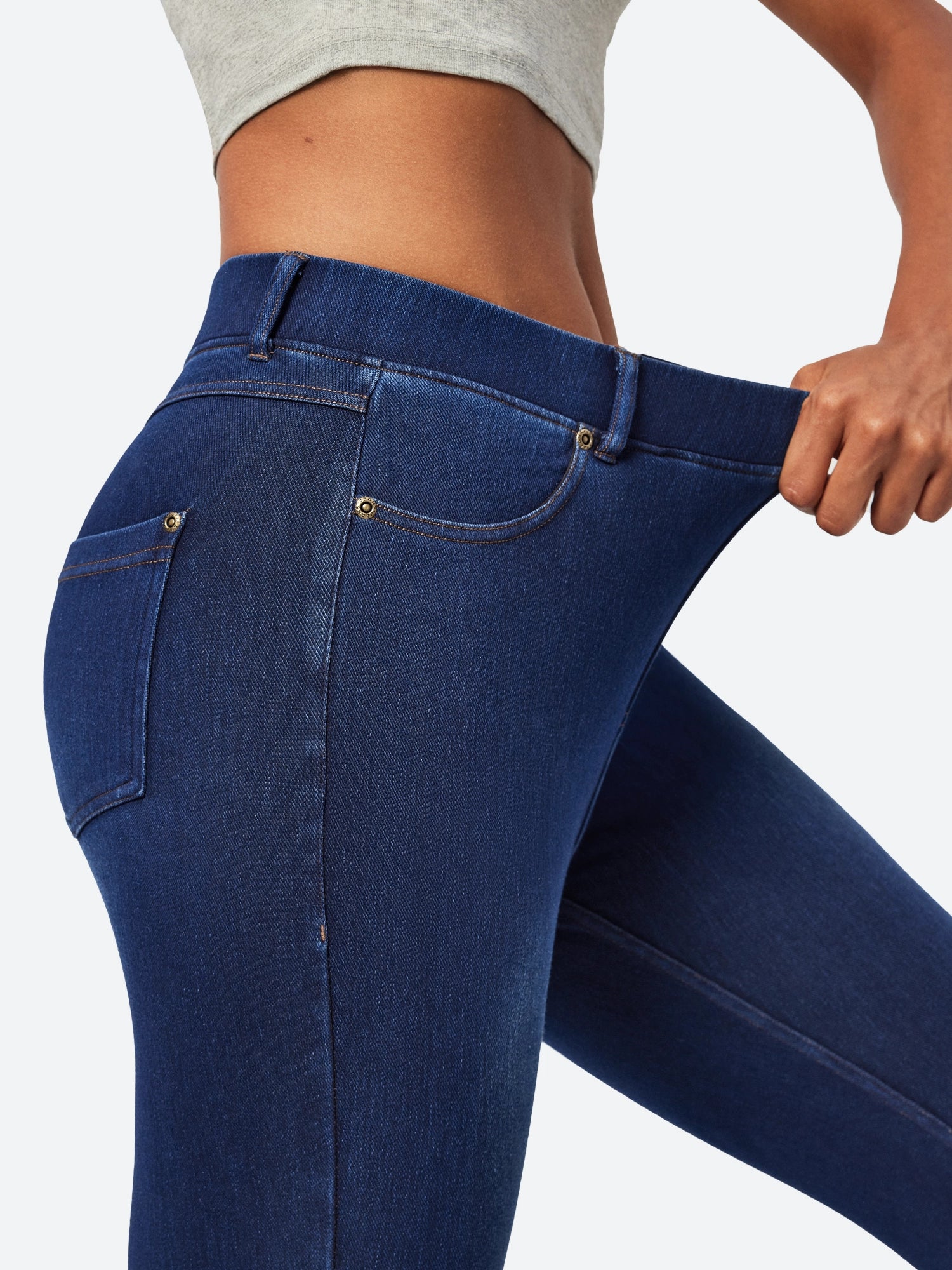 IUGA FlexDenim™ High Waisted Pull On Tummy Control Stretchy Jeans With Pockets - IUGA