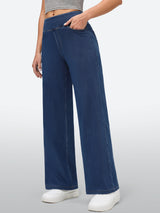 IUGA FlexDenim™ High-Waist Pull On Wide-Leg Jeans - IUGA