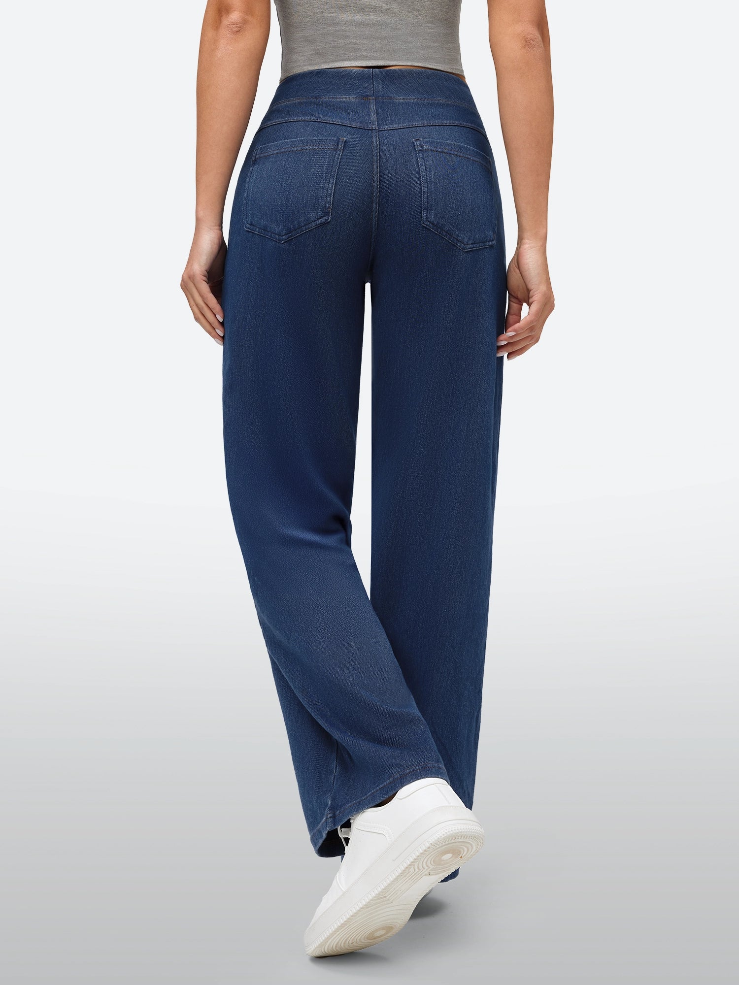 IUGA FlexDenim™ High-Waist Pull On Wide-Leg Jeans - IUGA
