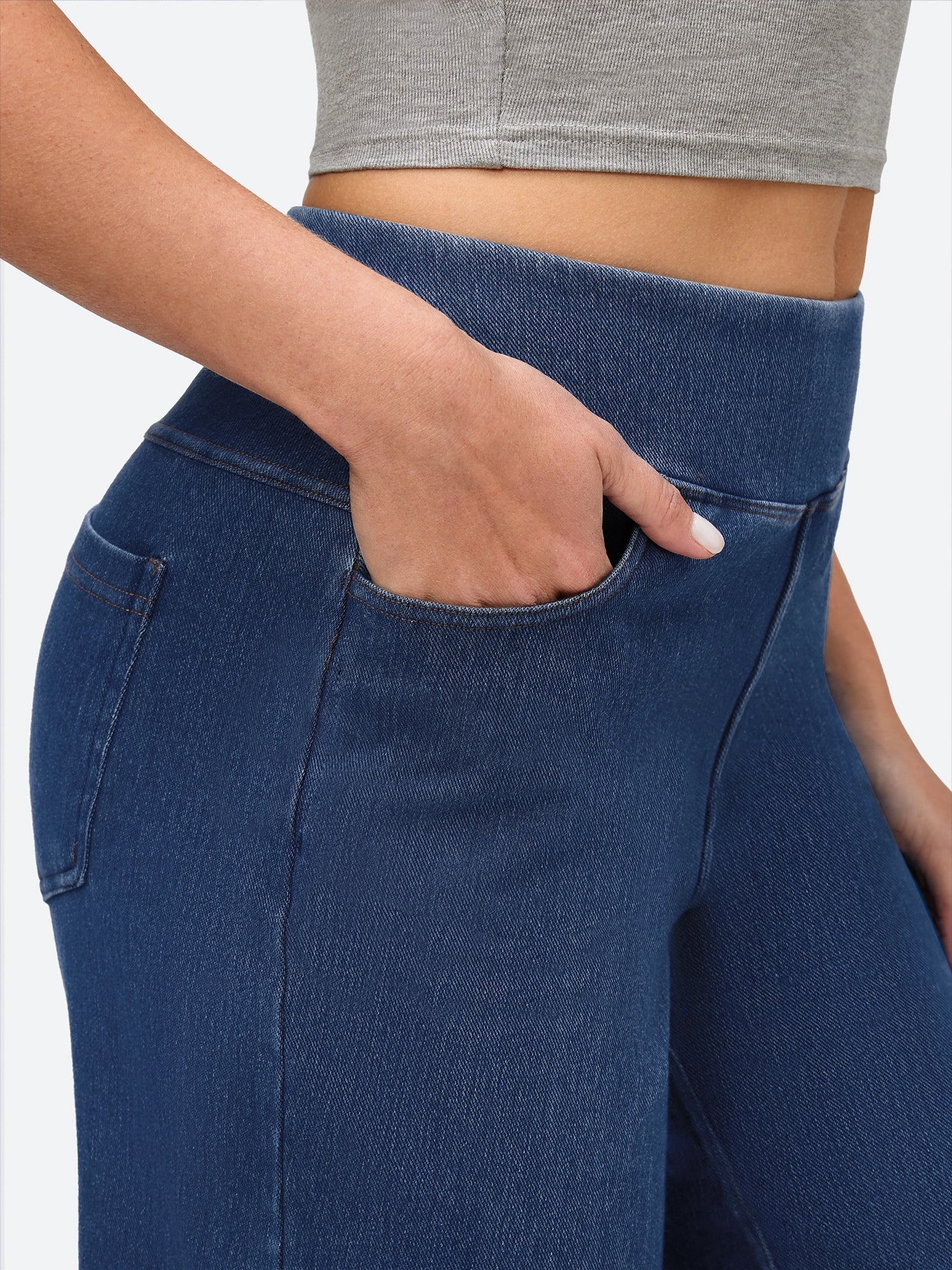 IUGA FlexDenim™ High-Waist Pull On Wide-Leg Jeans - IUGA
