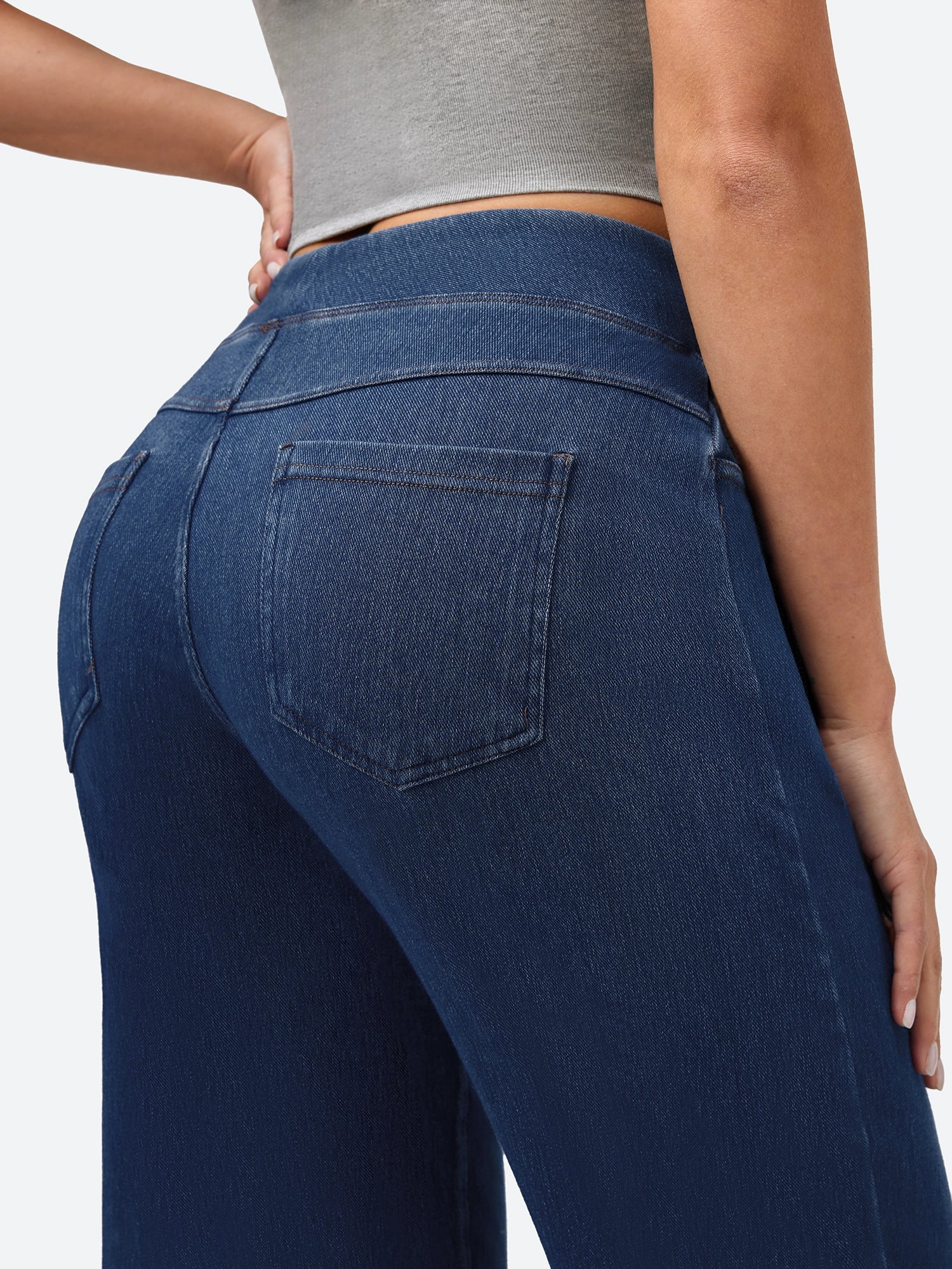 IUGA FlexDenim™ High-Waist Pull On Wide-Leg Jeans - IUGA