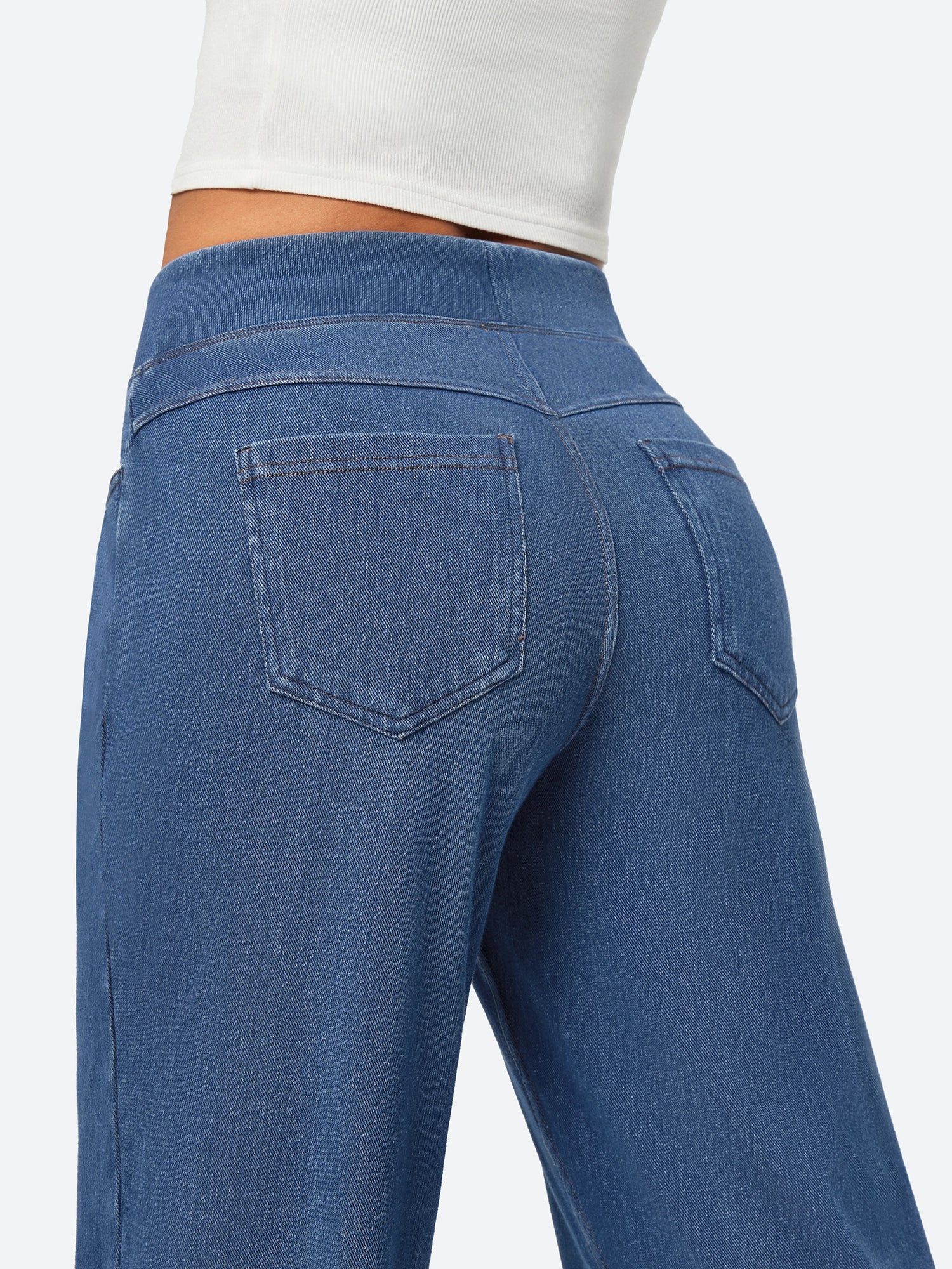 IUGA FlexDenim™ High-Waist Pull On Wide-Leg Jeans - IUGA