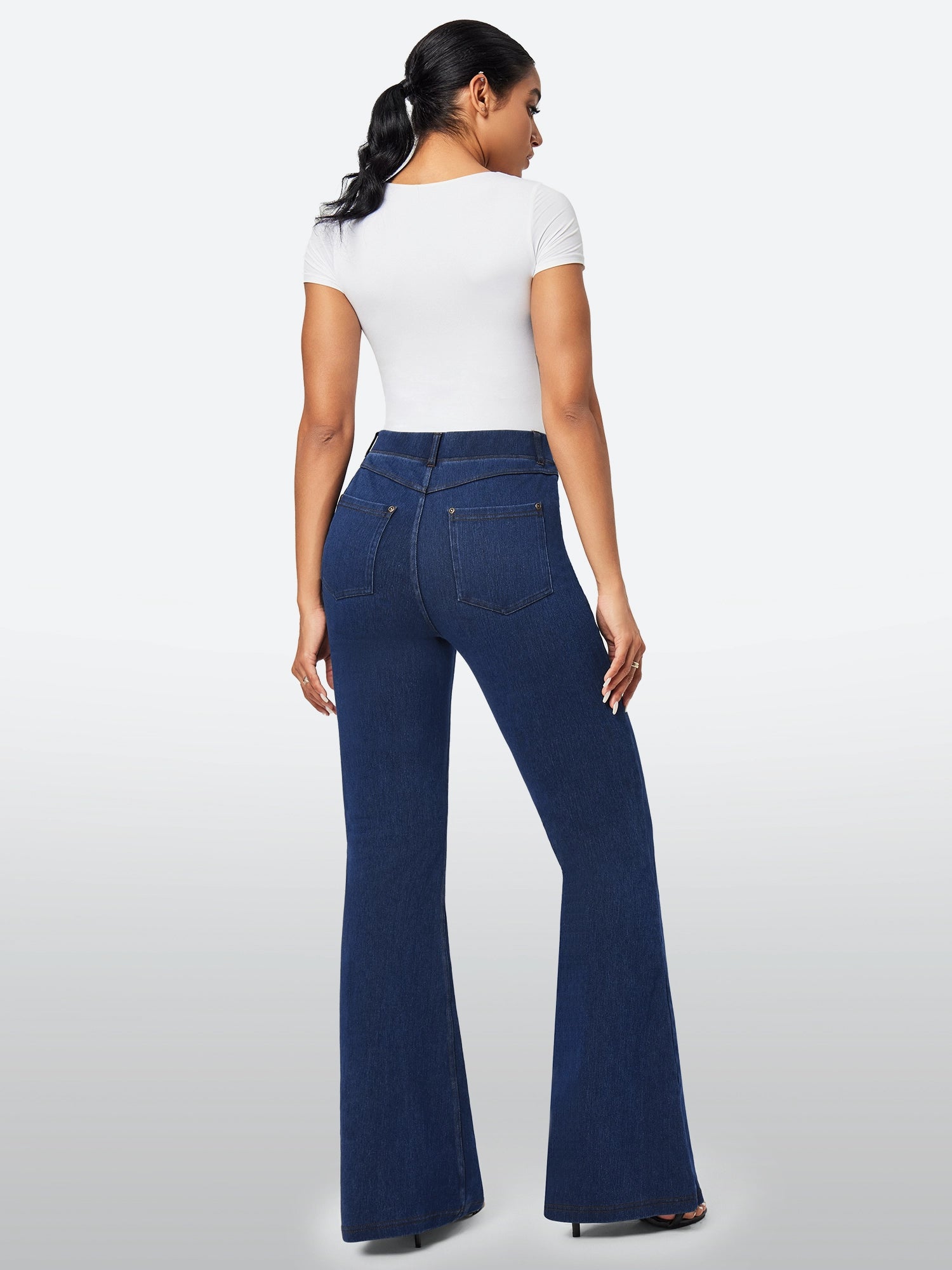 IUGA FlexDenim™ High Waisted Stretchy Pull On Flare Jeans - IUGA