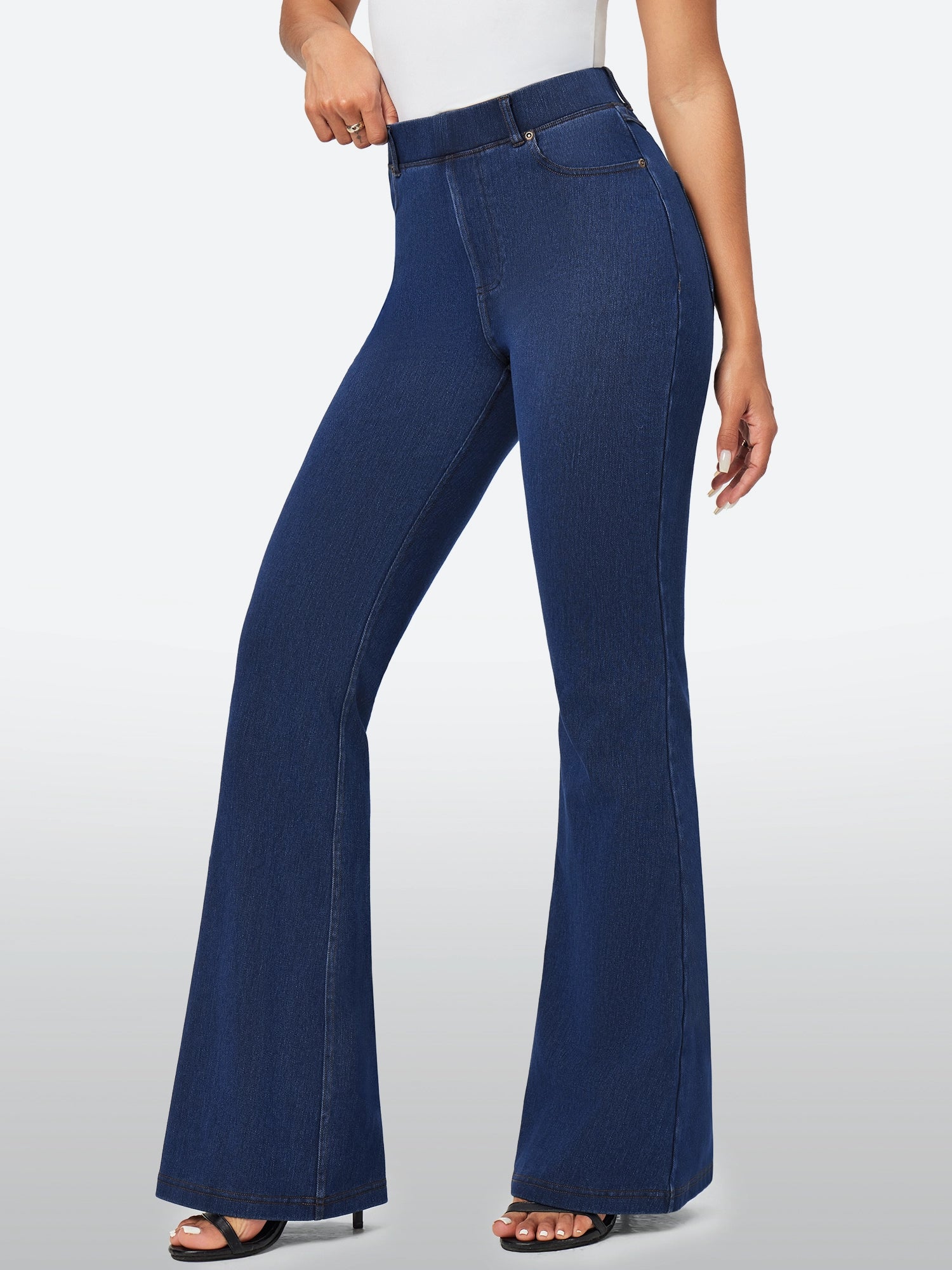 IUGA FlexDenim™ High Waisted Stretchy Pull On Flare Jeans - IUGA