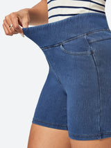IUGA FlexDenim™ Stretchy High Waisted Pull On Jean Shorts With Pockets - IUGA