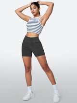 IUGA FlexDenim™ Stretchy High Waisted Pull On Jean Shorts With Pockets - IUGA
