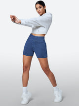 IUGA FlexDenim™ Stretchy High Waisted Pull On Jean Shorts With Pockets - IUGA