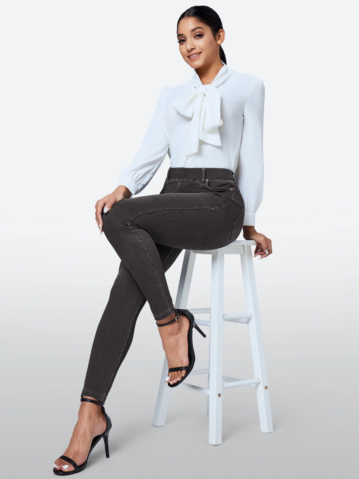 IUGA FlexDenim™ High Waisted Pull On Tummy Control Stretchy Jeans With Pockets - IUGA
