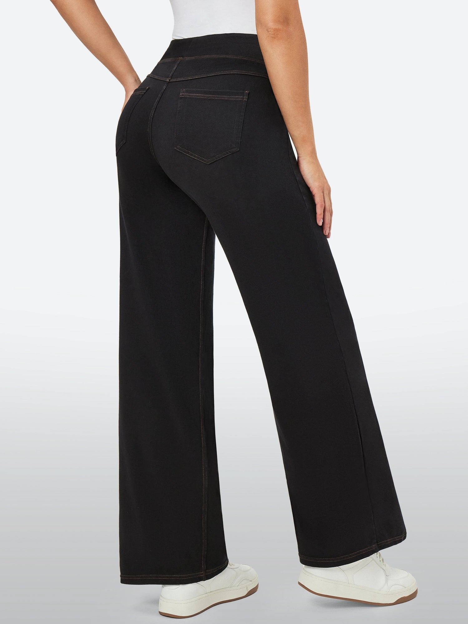 IUGA FlexDenim™ High-Waist Pull On Wide-Leg Jeans - IUGA
