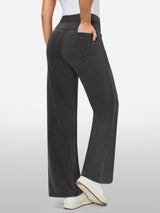 IUGA FlexDenim™ High-Waist Pull On Wide-Leg Jeans - IUGA