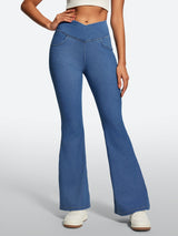 IUGA FlexDenim® High Waist Crossover Flare Jeans for Women With Pockets