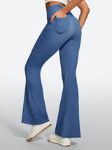 IUGA FlexDenim® High Waist Crossover Flare Jeans for Women With Pockets