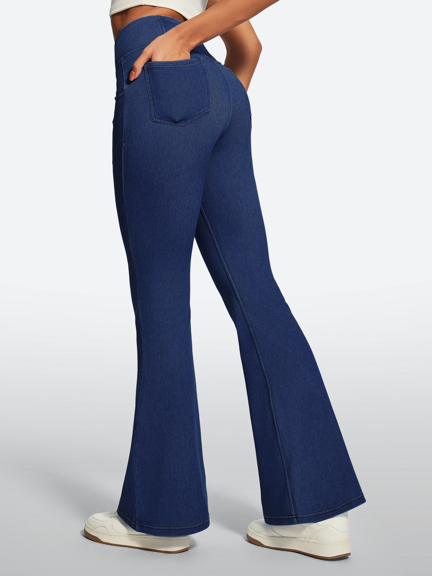 IUGA FlexDenim® High Waist Crossover Flare Jeans for Women With Pockets