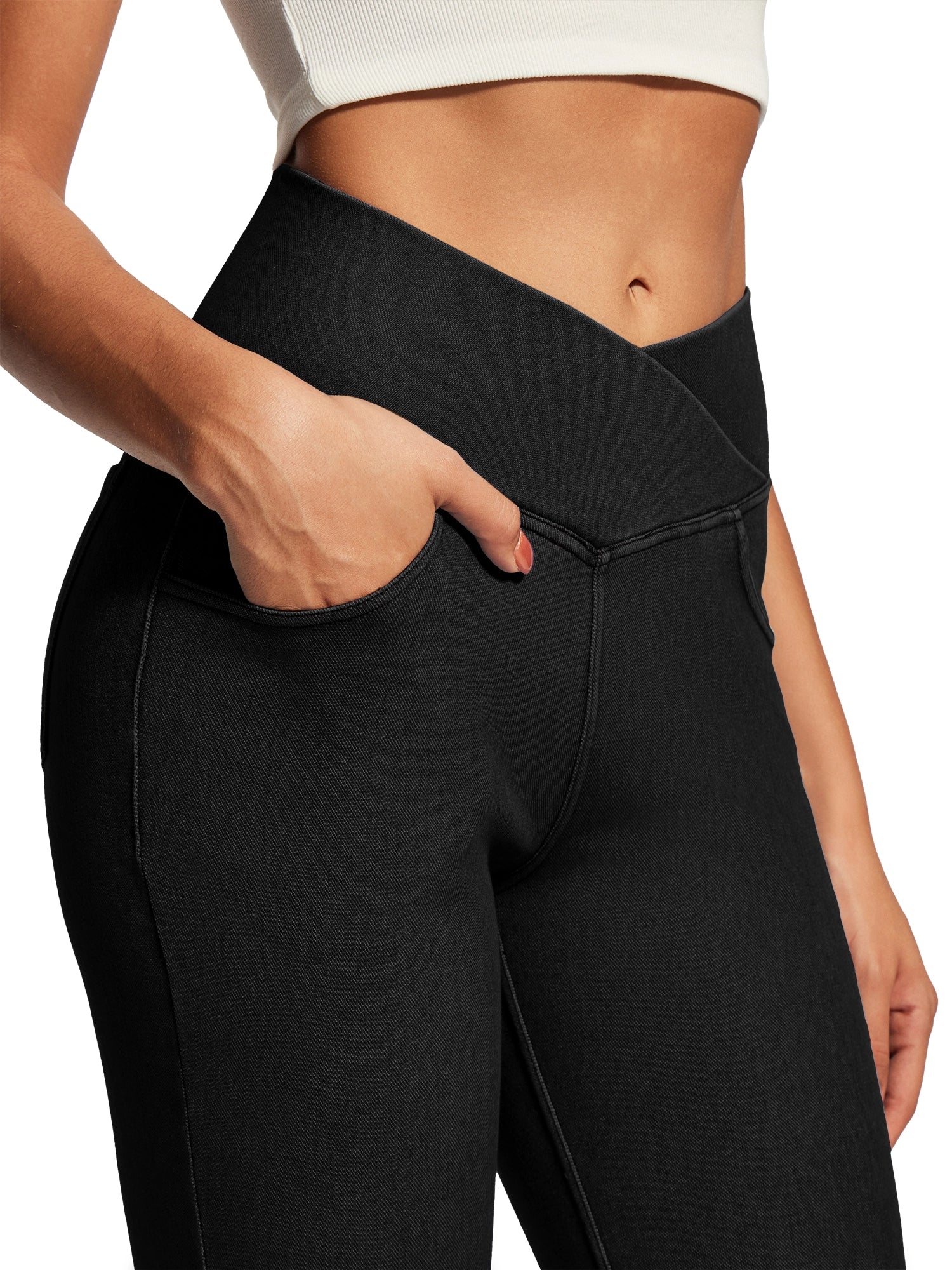 IUGA FlexDenim® High Waist Crossover Flare Jeans for Women With Pockets