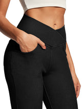 IUGA FlexDenim® High Waist Crossover Flare Jeans for Women With Pockets