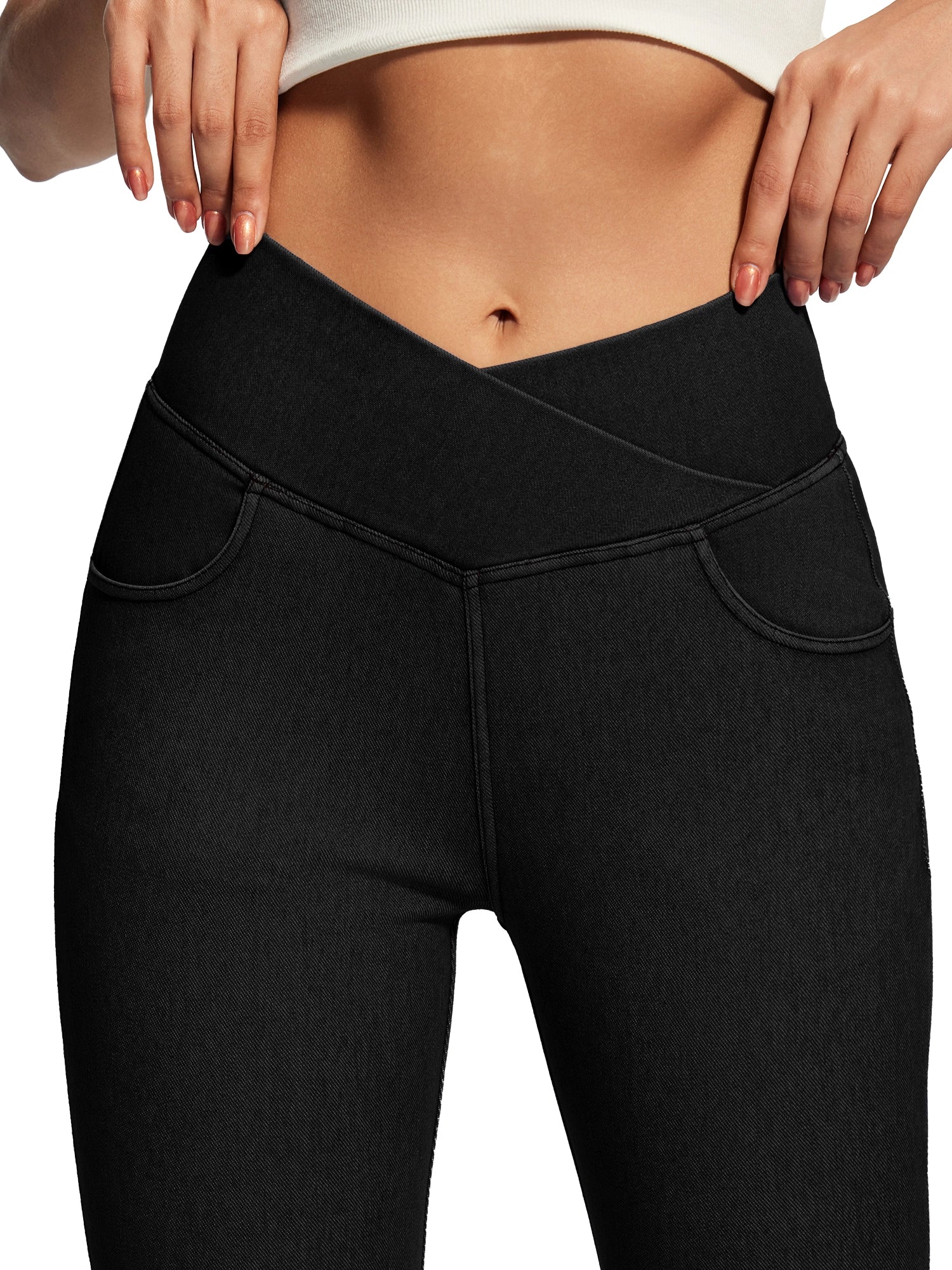 IUGA FlexDenim® High Waist Crossover Flare Jeans for Women With Pockets