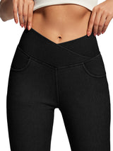 IUGA FlexDenim® High Waist Crossover Flare Jeans for Women With Pockets