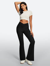 IUGA FlexDenim® High Waist Crossover Flare Jeans for Women With Pockets
