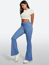IUGA FlexDenim® High Waist Crossover Flare Jeans for Women With Pockets