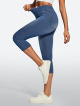 IUGA FlexDenim® High Waisted Pull On Capri Jeans With Pockets