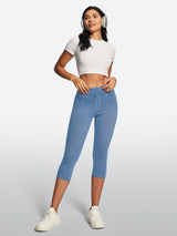 IUGA FlexDenim® High Waisted Pull On Capri Jeans With Pockets | Affordable Yoga Leggings & Activewear by IUGA