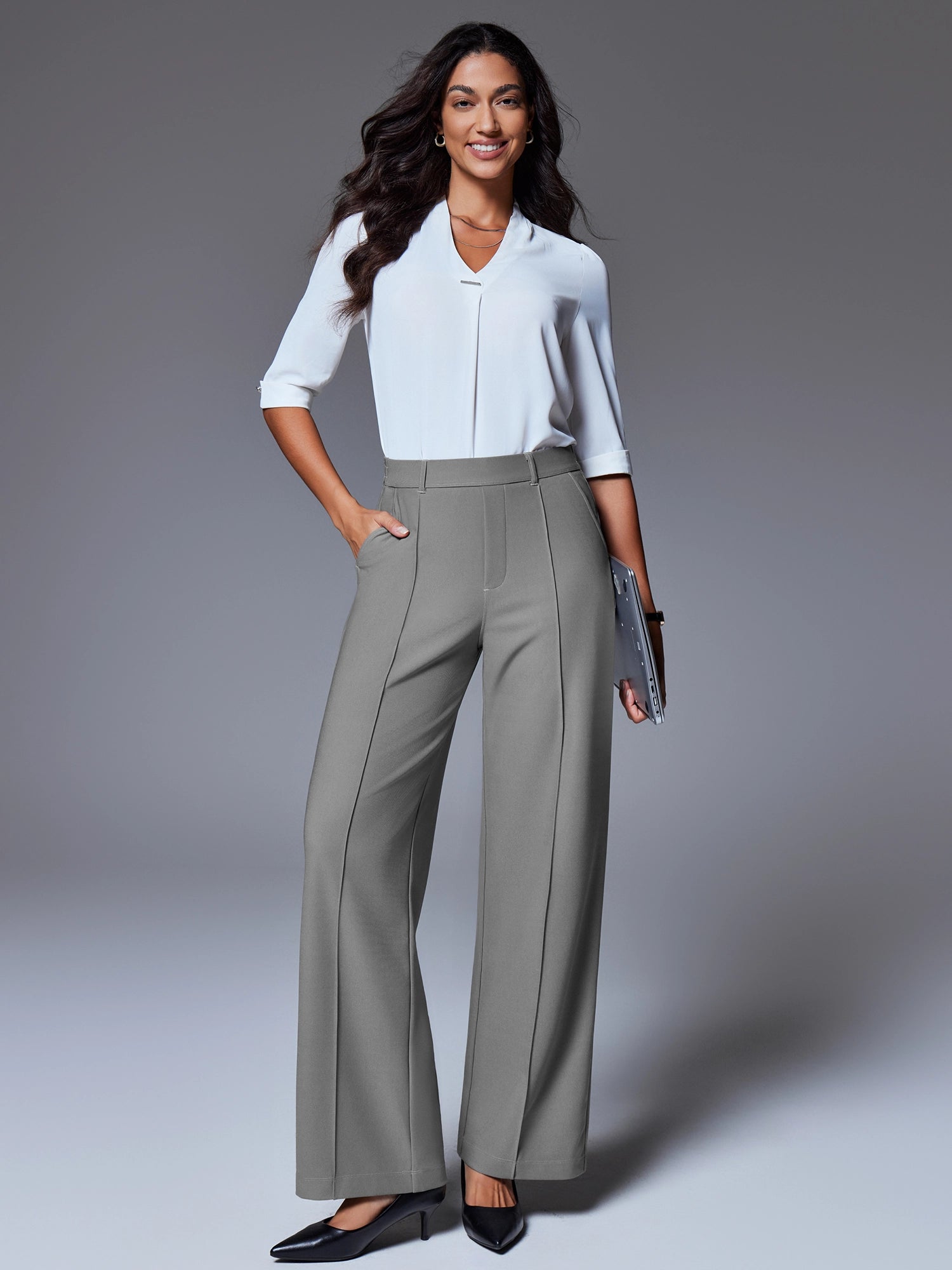 IUGA High-Waisted Wrinkle-Resistant Wide-Leg Work Pants - IUGA