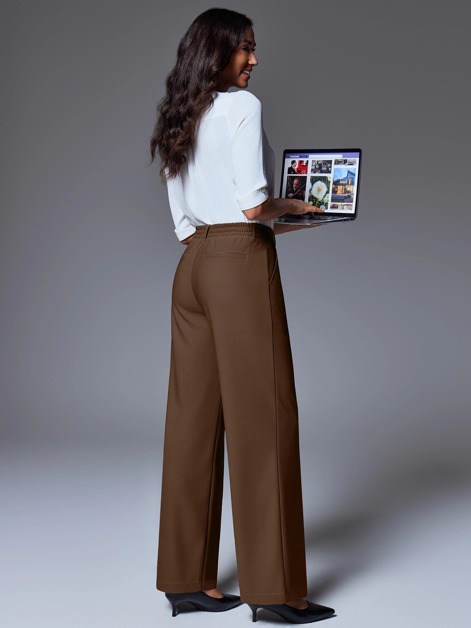IUGA High-Waisted Wrinkle-Resistant Wide-Leg Work Pants - IUGA