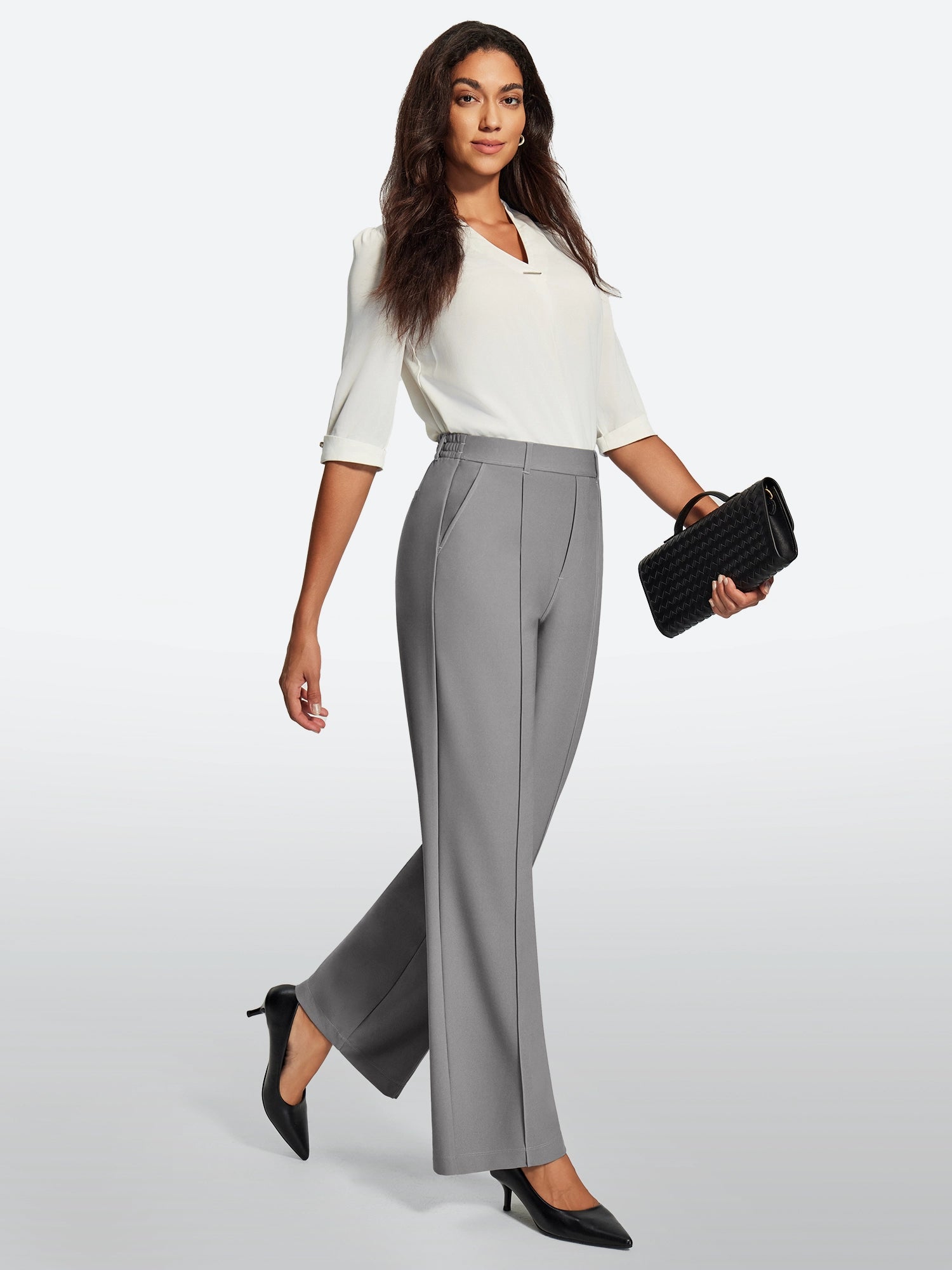 IUGA High-Waisted Wrinkle-Resistant Wide-Leg Work Pants - IUGA