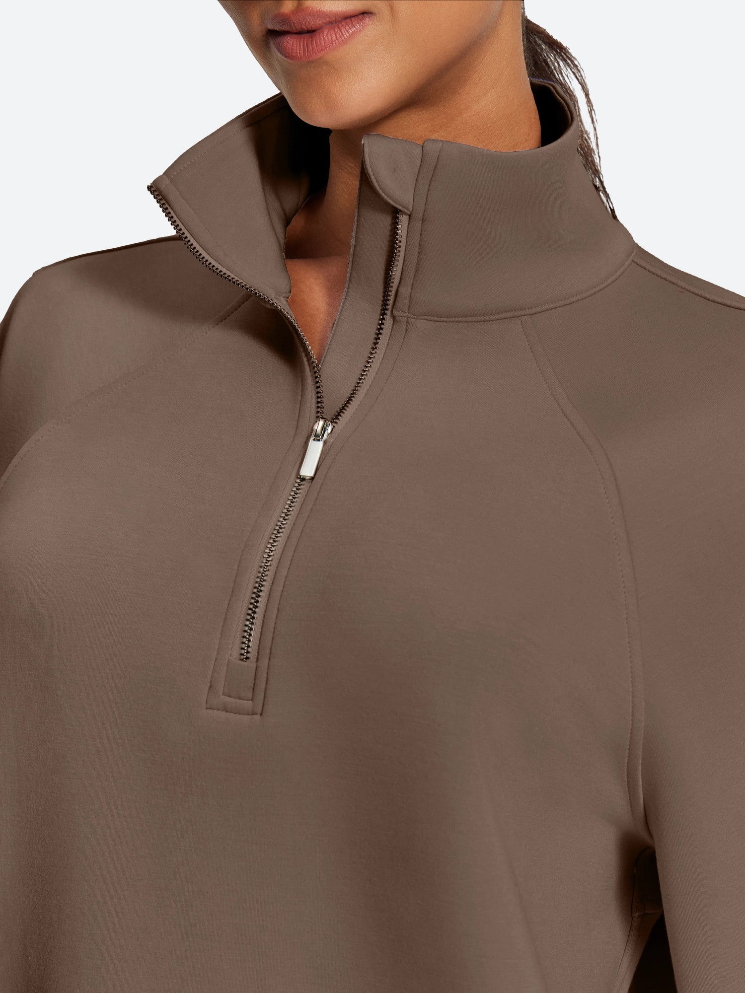 IUGA Soft Quarter Zip Pullover Cropped Drawstring Hem Sweatshirts With Pockets - IUGA