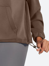 IUGA Soft Quarter Zip Pullover Cropped Drawstring Hem Sweatshirts With Pockets - IUGA