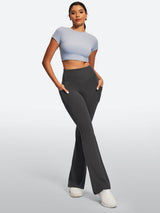 IUGA Sandwich No Front Seam Hidden Scrunch Butt Mini Flared Yoga Pants With Pockets | Affordable Yoga Leggings & Activewear by IUGA